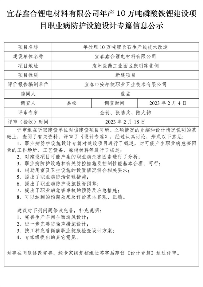 1676885826971482.jpg 宜春鑫合鋰電材料有限公司年產(chǎn)10萬(wàn)噸磷酸鐵鋰建設(shè)項(xiàng)目職業(yè)病防護(hù)設(shè)施設(shè)計(jì)專篇信息公示.jpg